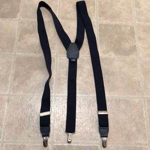 Navy Blue elastic Suspenders with silver details